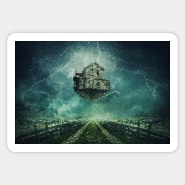 levitating haunted house Sticker by psychoshadow